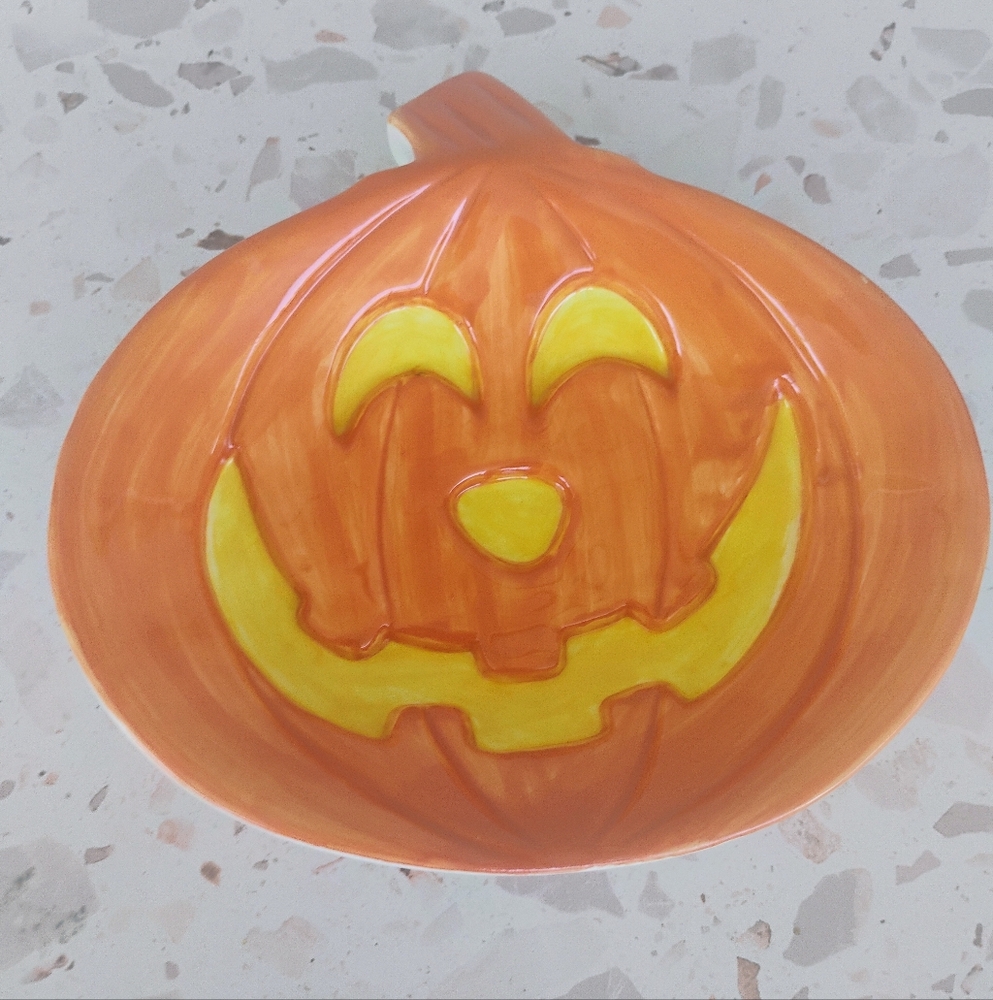 Orange Pumpkin Ceramic Dish